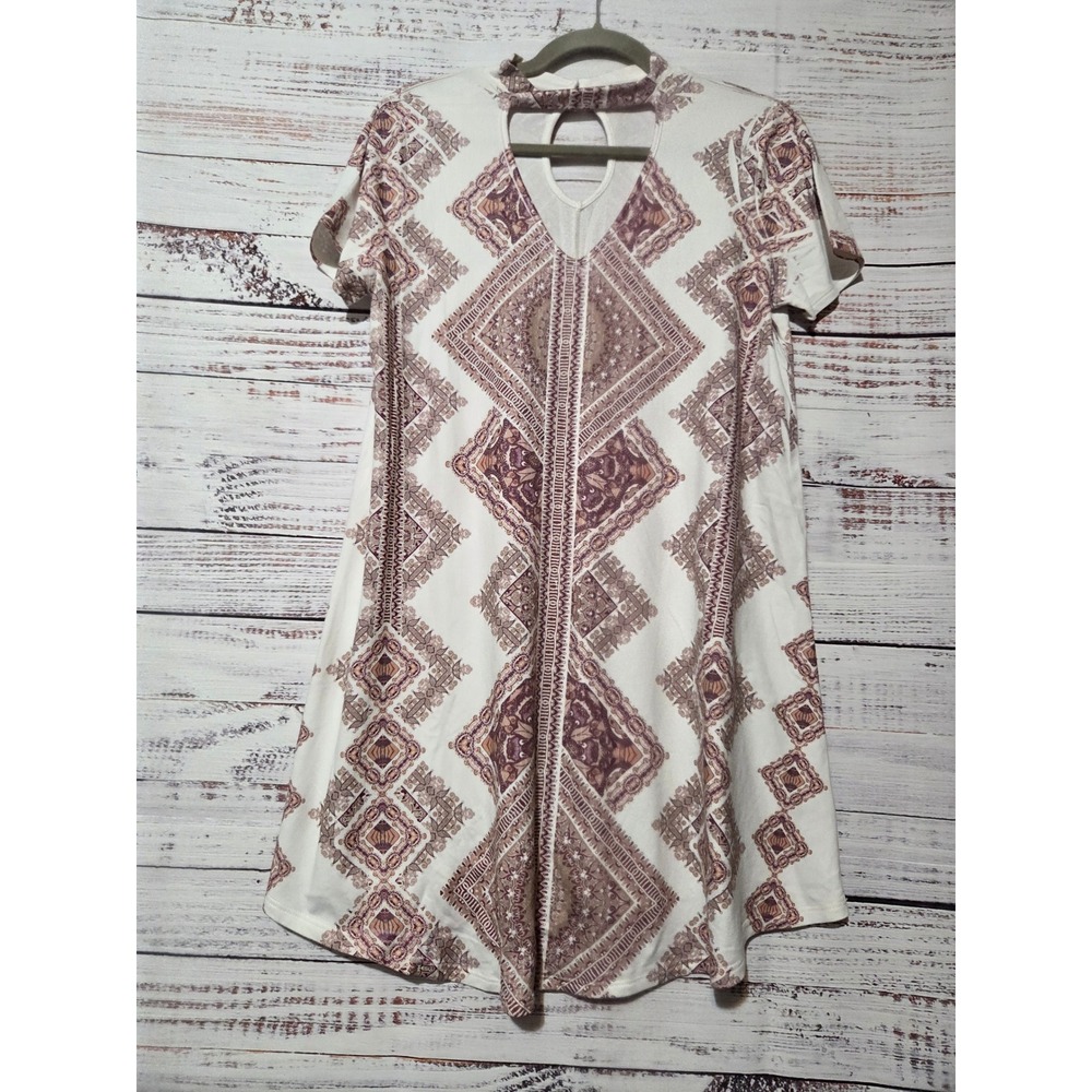 Altar'd State Womens Medium Boho Geometric Keyhole Choker Swing Dress